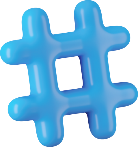 3d render of hashtag icon.