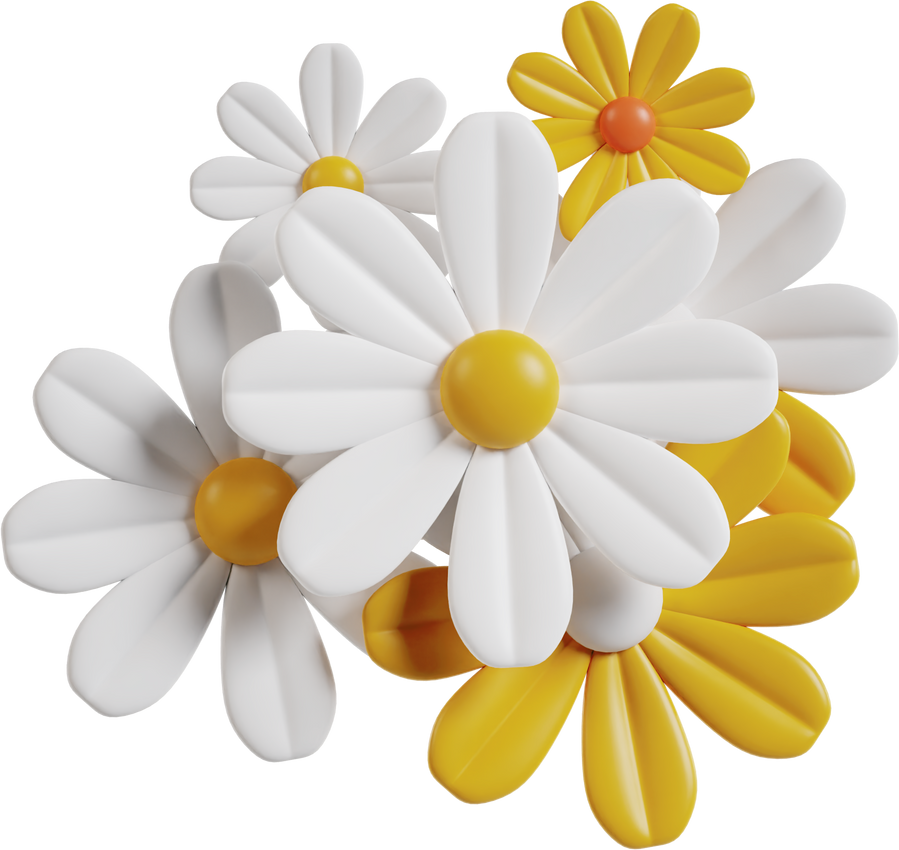 White Yellow Flowers 3D